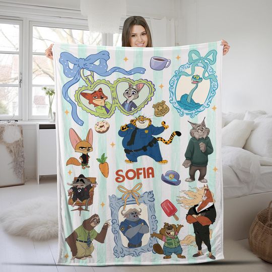 Discover Personalized Disney Zootopia Blanket, Zootopia 2 Movie Judy Hopps Nick Wilde Gary De'Snake Birthday Boy, Birthday Girl, Home Decor NGYD06