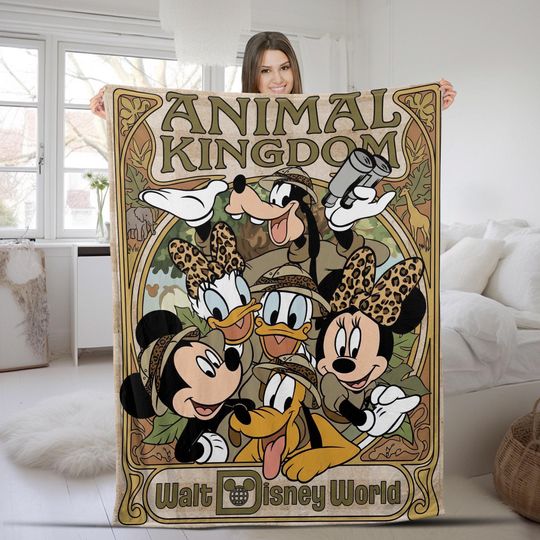Discover Mickey And Friends Animal Kingdom Blanket, Animal Kingdom Fleece Blanket, Disneyland Safari Mode, Magic Kingdom, Home Decor Baby NHNJ13