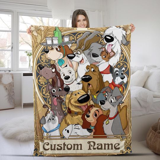 Discover Disneyland Dogs Blanket, Custom Dog Lovers Blanket, WDW Disneyland Dog Mom Dad Gift, Dog Lovers Blanket, Disneyland Christmas Blanket NHNJ12