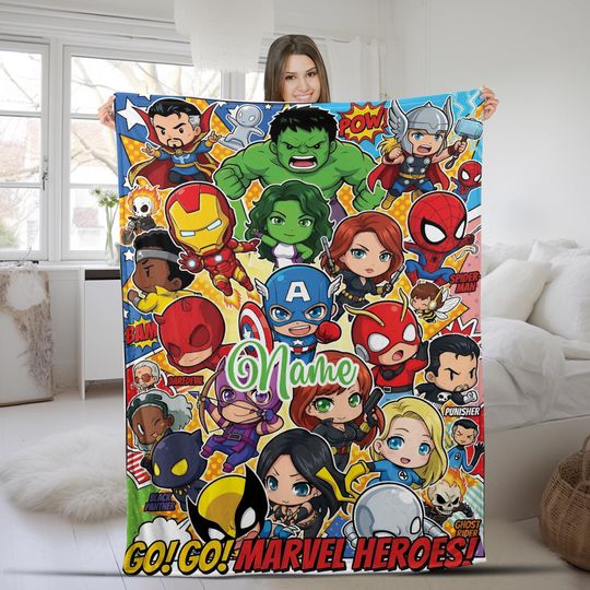 Superhero Fleece Blanket, Avengers Blanket, Hulk Spiderman Gifts, Disneyland Super Hero Fleece Blanket