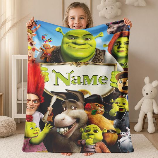 Discover Personalized Shrek Photo Blanket, Custom Name Blanket, Comfortable Blanket, Children's Blanket, Birthday Gifts, Anniversary Gifts. G5SO04