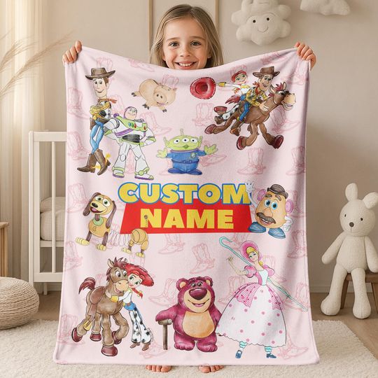 Discover Personalized Disney Toy Story Blanket,Custom Name Disney Blanket, Woody Buzz Lightyear Jessie Toy Story Blanket, Gift for Boy or Girl G5SN06