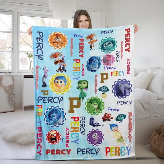Discover Personalized Disney Inside Out 2 Movie Blanket, Joy Disgust Sadness Anxiety Envy Inside Out Friends Blanket, Emotions Blanket NFVY01