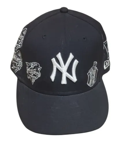Discover Vintage 2000 New Era New York Yankees World Series Baseball Cap Wool Blue AOP