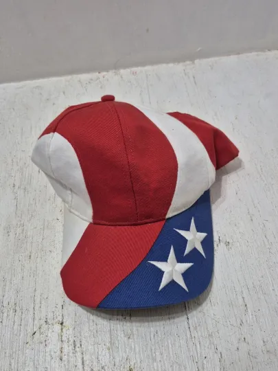 Vintage American Flag USA Snapback Hat Cap Swirl Wave Print AOP Red White Blue
