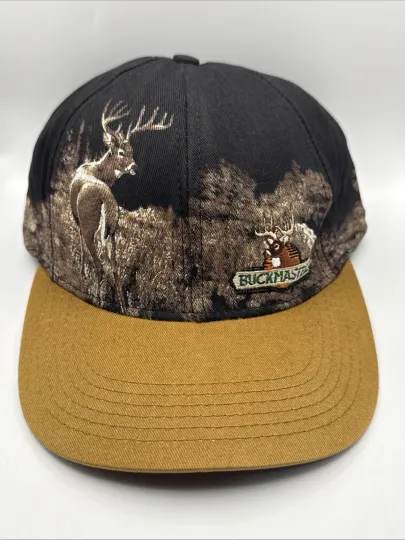 Vintage Buckmasters Embroidered Logo AOP Wraparound Print Hat Adjustable Cap