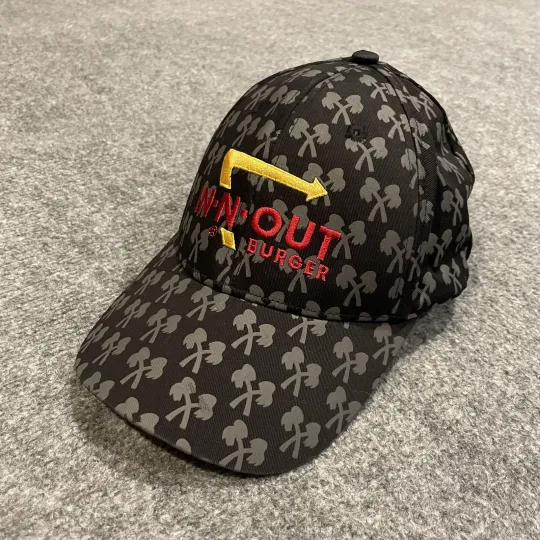 Discover In-N-Out Burger Hat Strap Back Grey Black Palm Tree AOP Allover Print Baseball