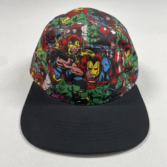 Marvel Comics Hat Cap Men Multicolor Strapback Iron Man Captain America Thor AOP
