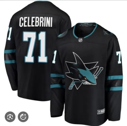 Discover Macklin Celebrini Youth XL Black Stitched Hockey Jersey Sharks Canada