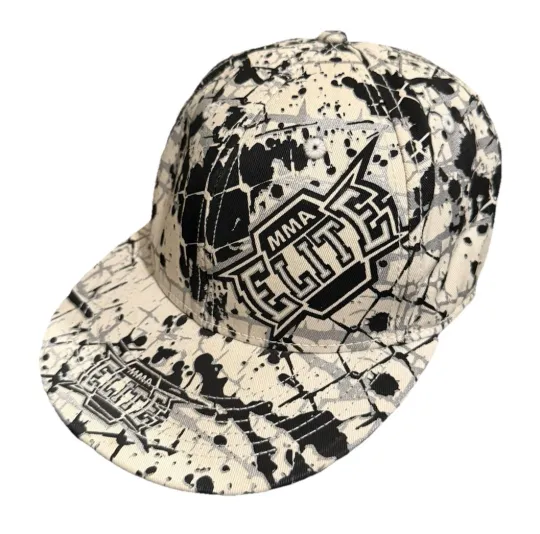MMA Elite Hat L/XL Black White Chain AOP Graphic Cap Trucker Embroidered Y2K