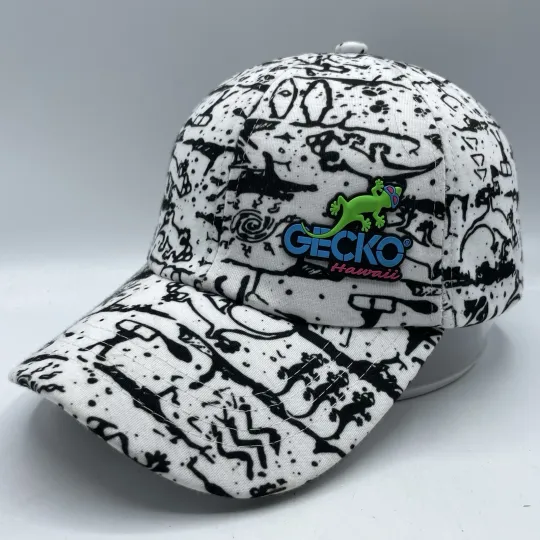 Discover Gecko Hawaii Hat Adult Flex Fitted White All Over Print Baseball Cap Hawaiian