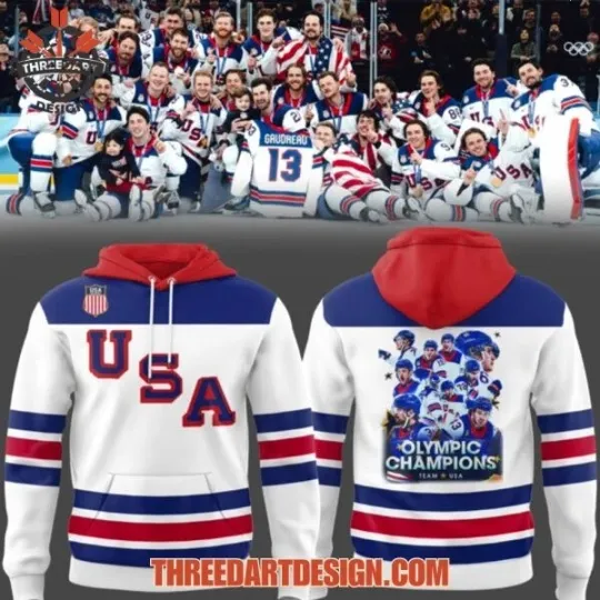 Discover USA Men’s Ice Hockey Team Olympic 2026 Champions Hoodie 3D