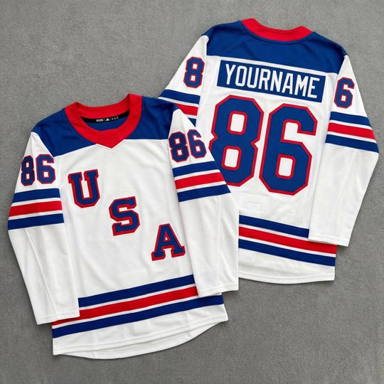Discover Hockey Jersey Of Usa Team, Personalization Printed Jersey With Name Number, Unisex Sport Fan Gift, Us Hockey Shield 2026 Replica Jersey v1