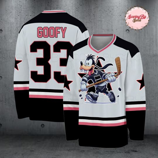 Discover Personalized Goofy Hockey Jersey Shirt, Personalized Name Number Ice Hockey Jersey, Goofy Black White Hockey Jersey, Unisex Hockey Fan Shirt