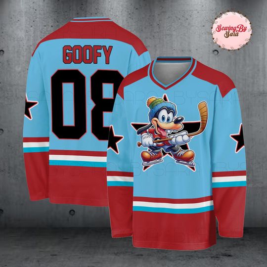 Discover Custom Goofy Hockey Jersey Shirt, Personalized Name Number Ice Hockey Jersey, Disney Goofy Sports Jersey, Unisex Hockey Fan Shirt