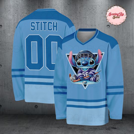 Discover Stitch Hockey Jersey Adult Youth, Personalized Stitch Ice Hockey Jersey, Custom Name Number Hockey Shirt