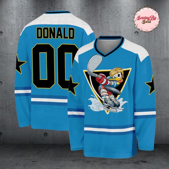 Discover Donald Duck Hockey Jersey Adult Youth, Personalized Donald Ice Hockey Jersey, Custom Name Number, Disney Hockey for Kid