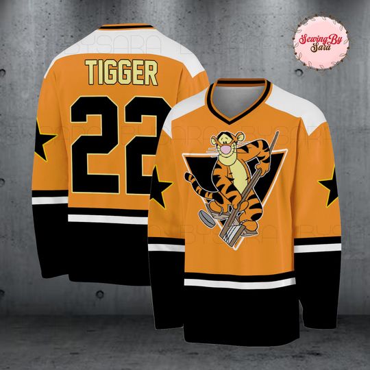 Discover Tigger Hockey Jersey Adult Youth, Personalized Tigger Ice Hockey Jersey, Custom Name Number, Disney Unisex Hockey Shirt
