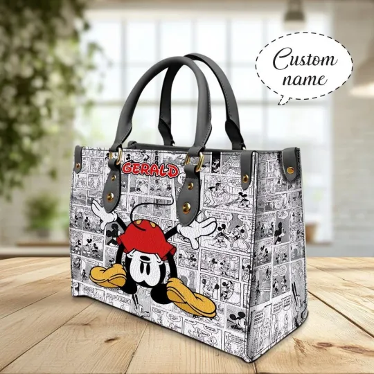Discover Personalized Mickey Mouse Disney Cartoon Leather Bag Handbag, Mickey Woman Gift