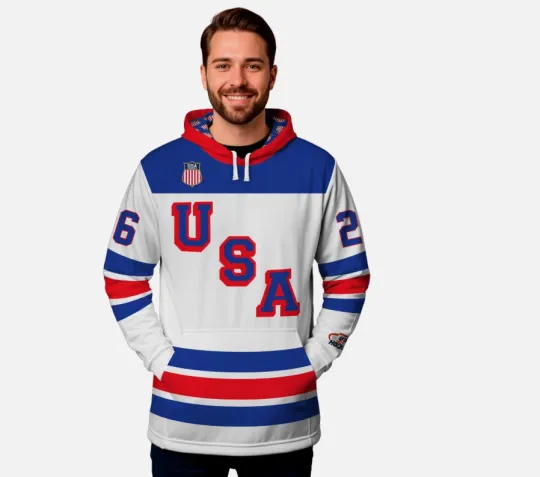 Discover USA Hockey 2026 3D Print Jersey White Hoodie