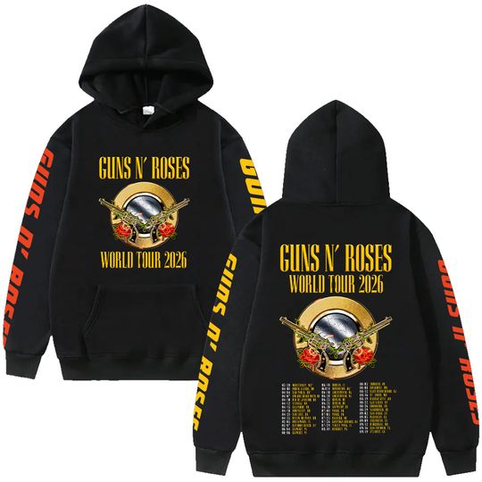 Double Spear Rose Rock Band Hip Hop Pullover Guns N Roses World Tour 2026 Hoodies Women Men Long Sleeve Hoody Fashion Streetwear