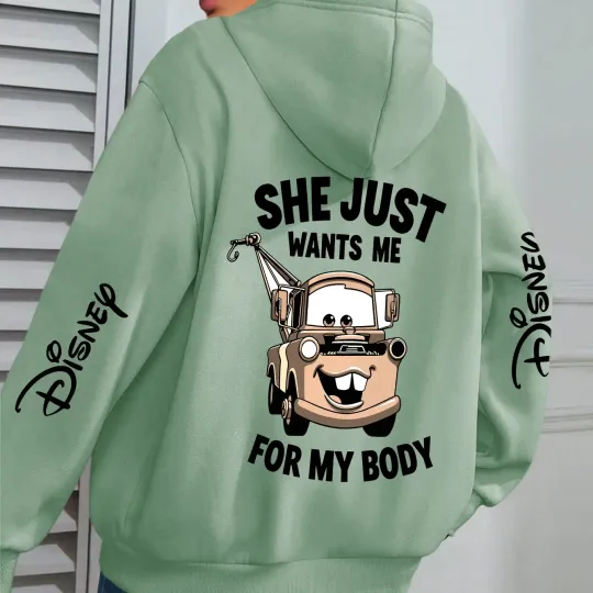 Disney Trailer Teeth in "Cars" Casual Swear, Pullover Long Sleeved Hooded Sweatshirt Suitable for Autumn and Winter Seasons