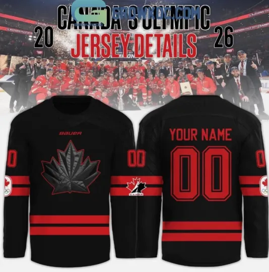 Discover Canada 2026 Black Hockey Jersey Gift For Valentine 3D Print Jersey