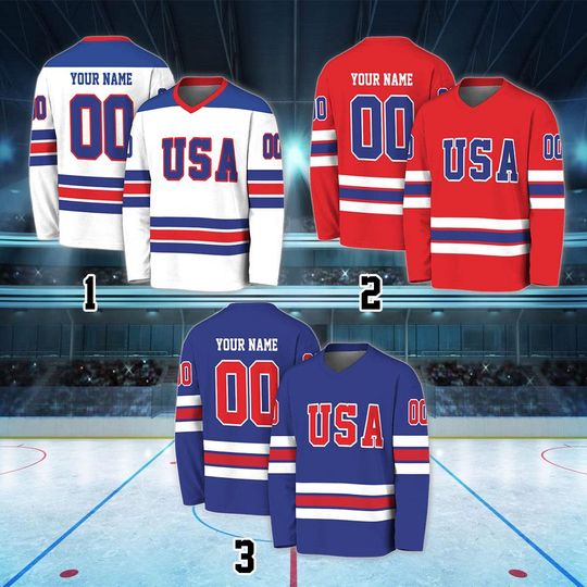 Discover Custom Hockey Jersey Personalized Stitched/Printed Name & Number Sport Fans Apparel, USA Hockey Jersey Uniform for Men, Women, Youth, Kids