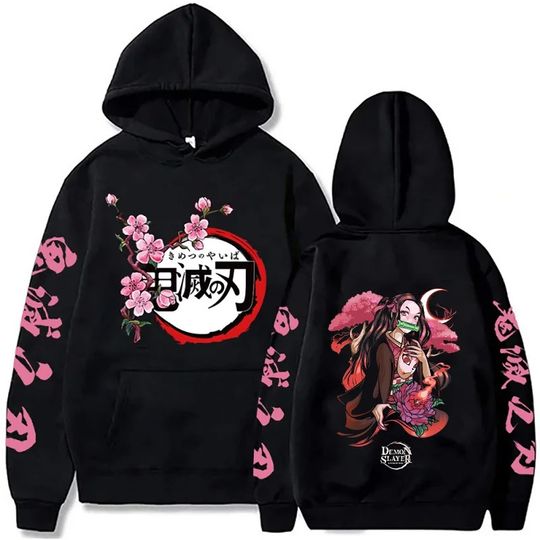 Discover 2025 Harajuku fashion trend anime print hoodie high quality casual printed men's and women's long sleeve pullover hood