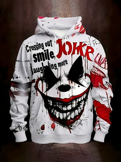 Discover New men's hooded sweatshirt for Spring and Autumn 2025 casual roller skating clown print street men's wear