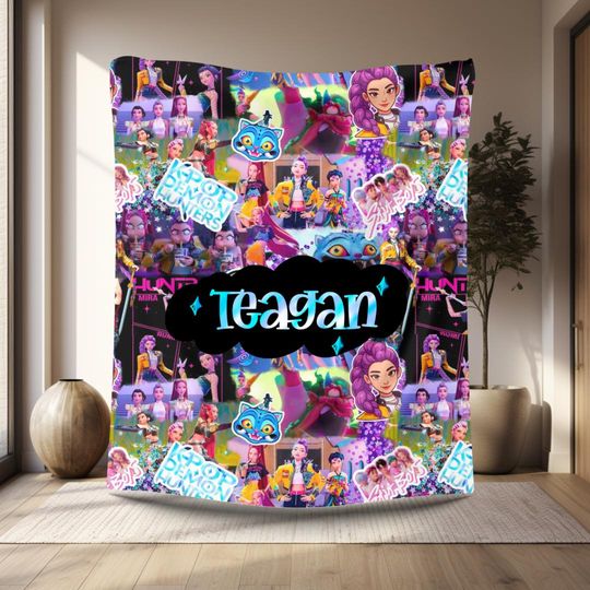 Discover Personalized Demon Hunter Sherpa Fleece Blanket, Ultra Soft Plush Gift