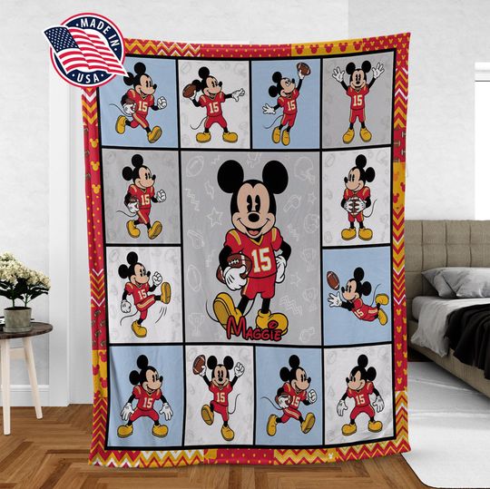 Discover Personalized Steamboat Mickey Football Team Fleece Blanket