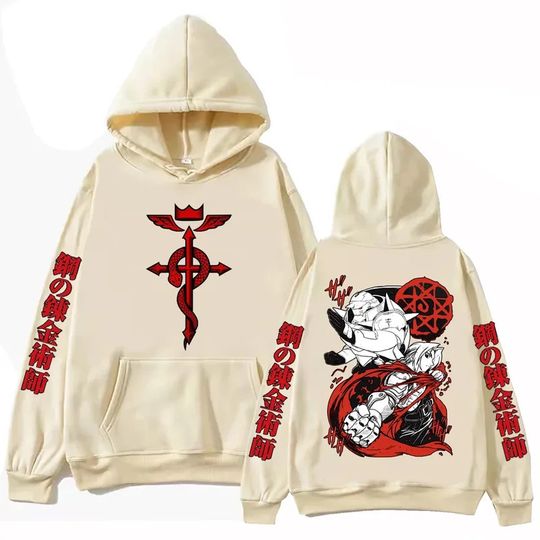 Discover Anime Sci-fi Adventure Fullmetal Alchemist Print Autumn and Winter Fashion Men's Sweatshirt Outdoor Leisure Loose Street Hoodie