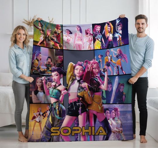 Discover Personalized Huntrix Anime Blanket, K-Pop Fan Gift
