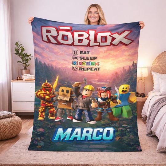 Personalized Roblox Blanket with Name  Custom Gamer Throw for Kids, Roblox Gift