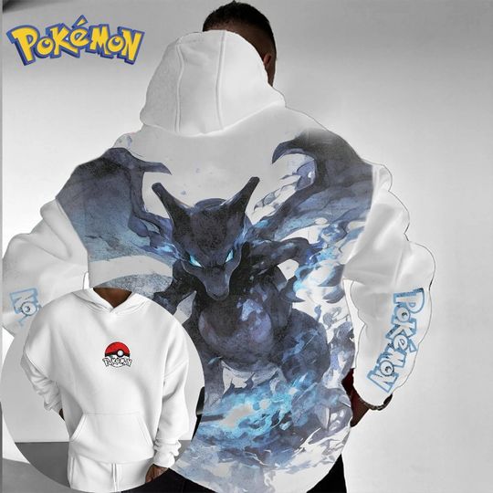 Poket mons Anime Charizard Printed Hoodie Men's and Women's Autumn/Winter New Y2K Harajuku Large Size Casual Trend Sweater Top