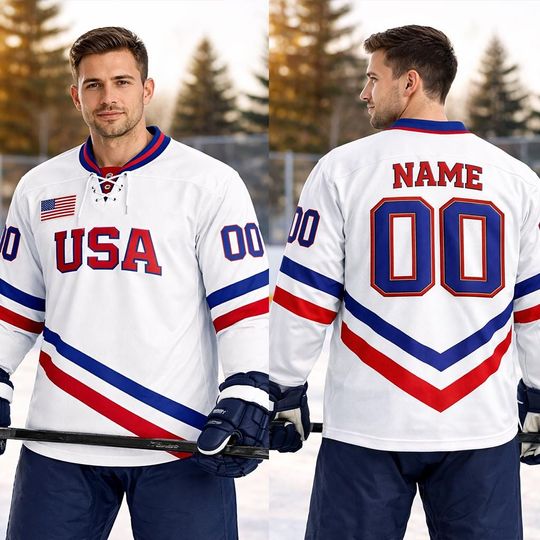 Discover Custom USA Hockey Jersey  Personalized Country Flag Jersey with Name & Number  Youth to Adult Sizes  Ice Hockey Fan Gear Fast Shiping