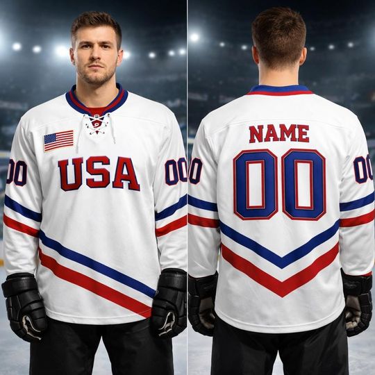 Discover Hockey Jersey Of Usa Team, Personalization Printed Jersey With Name Number, Unisex Sport Fan Gift, Us Hockey Shield 2026 Replica Jersey