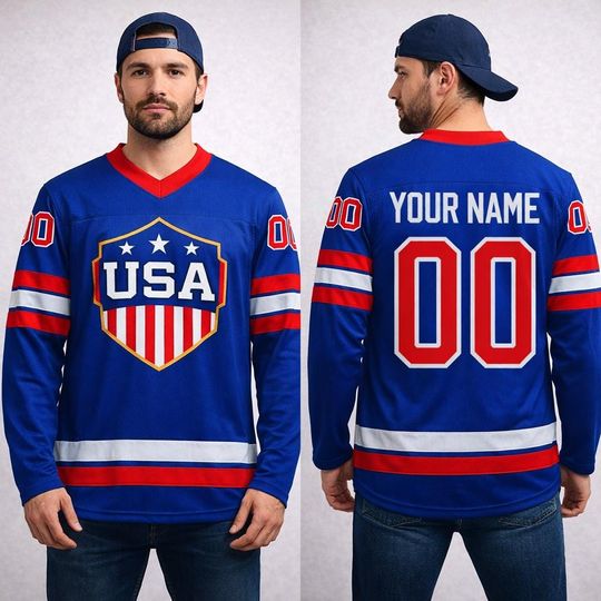 Discover Custom USA Hockey Jersey, Personalized Back-Print Team Apparel, Unisex Ice Hockey Shirt 2026