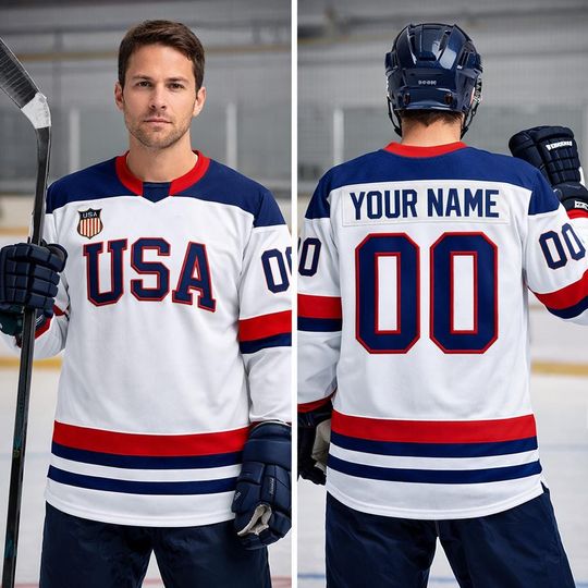 Discover Hockey Jersey Of Usa Team, Personalization Printed Jersey With Name Number, Unisex Sport Fan Gift, US Hockey Shield 2026 Replica Jersey