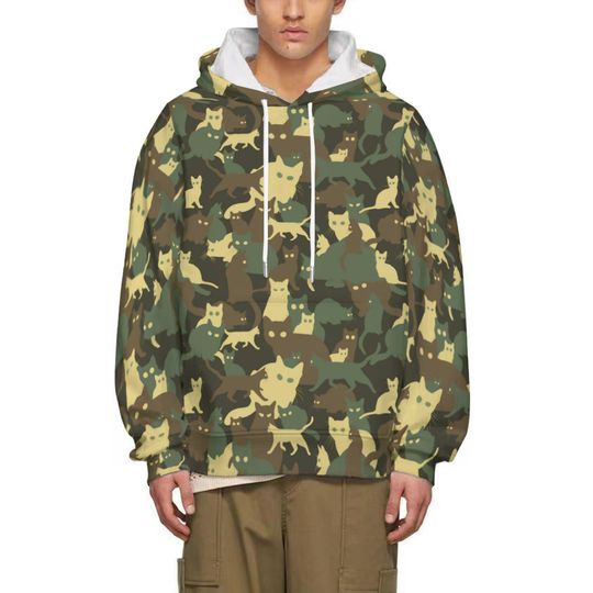 Discover Fashion Hooded Abstract camouflage cat Sweatshirt Casual Jacket Winter Hoodie animal 3D Printed Hoodies