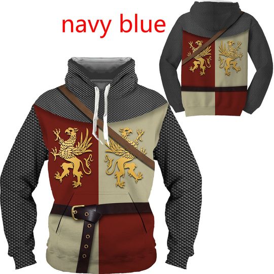 Discover 2022 Fashion Cosplay Hoodies Medieval Knight 3D Armor All Over Printed Mens Sweatshirt Unisex Pullover Casual Jacket
