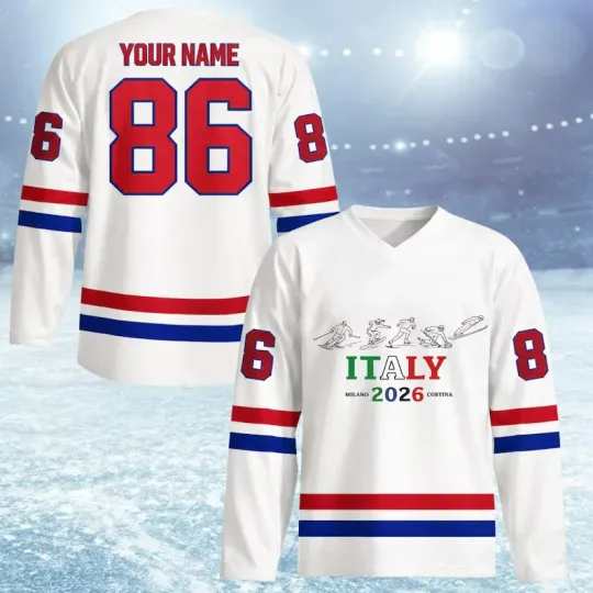 Discover Custom Italy Winter Sports Hockey Jersey Skiing 2026, Hockey Jersey Cozy Gift