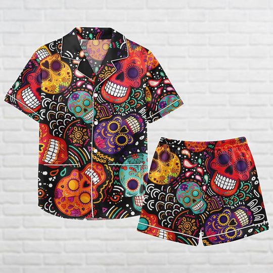 Discover Sugar Skull Pajamas Set for Women Halloween Mexico Hawaii