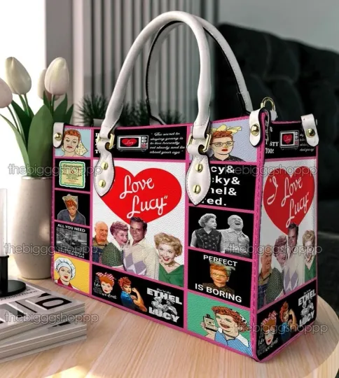 I Love Lucy Christmas Leather Bag Leather Handbag Tote Purse, Gift for Her Women