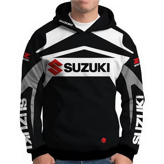 Discover Men's hooded sweatshirt Suzuki high quality autumn and winter outdoor motorcycle rider 3D printing top street retro casual sport