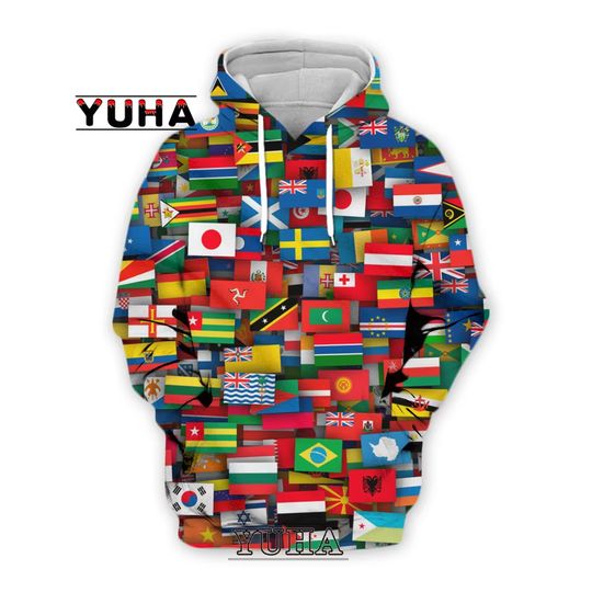 Flags of all countries of the world 3D Printed Men Hoodie Harajuku Fashion Sweatshirt Unisex Casual Pullover sudadera hombre
