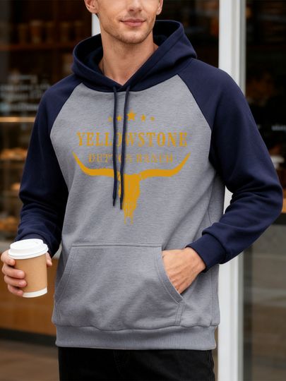 Yellow Stone Dutton Ranch Prints Men Raglan Hoodies Fashion Hoody Fleece Casual Clothes Street Hip Hop Pullover Autumn Top
