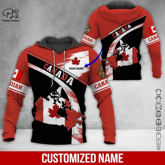 Discover PLstarCosmos 3Dprint Newest Proud Canada Flag Team Custom Name Art Funny Harajuku Causal Unique Unisex Hoodies/Sweatshirt/Zip A4