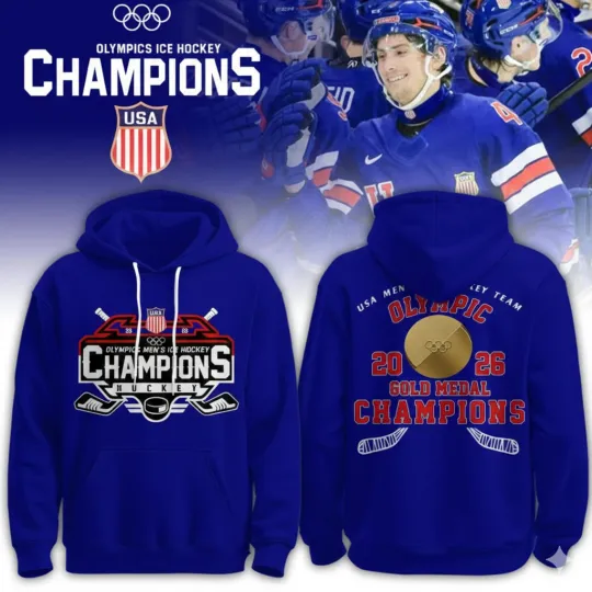 Discover USA Gold Medal Olympic Champions 2026 Blue Hoodie T-Shirt